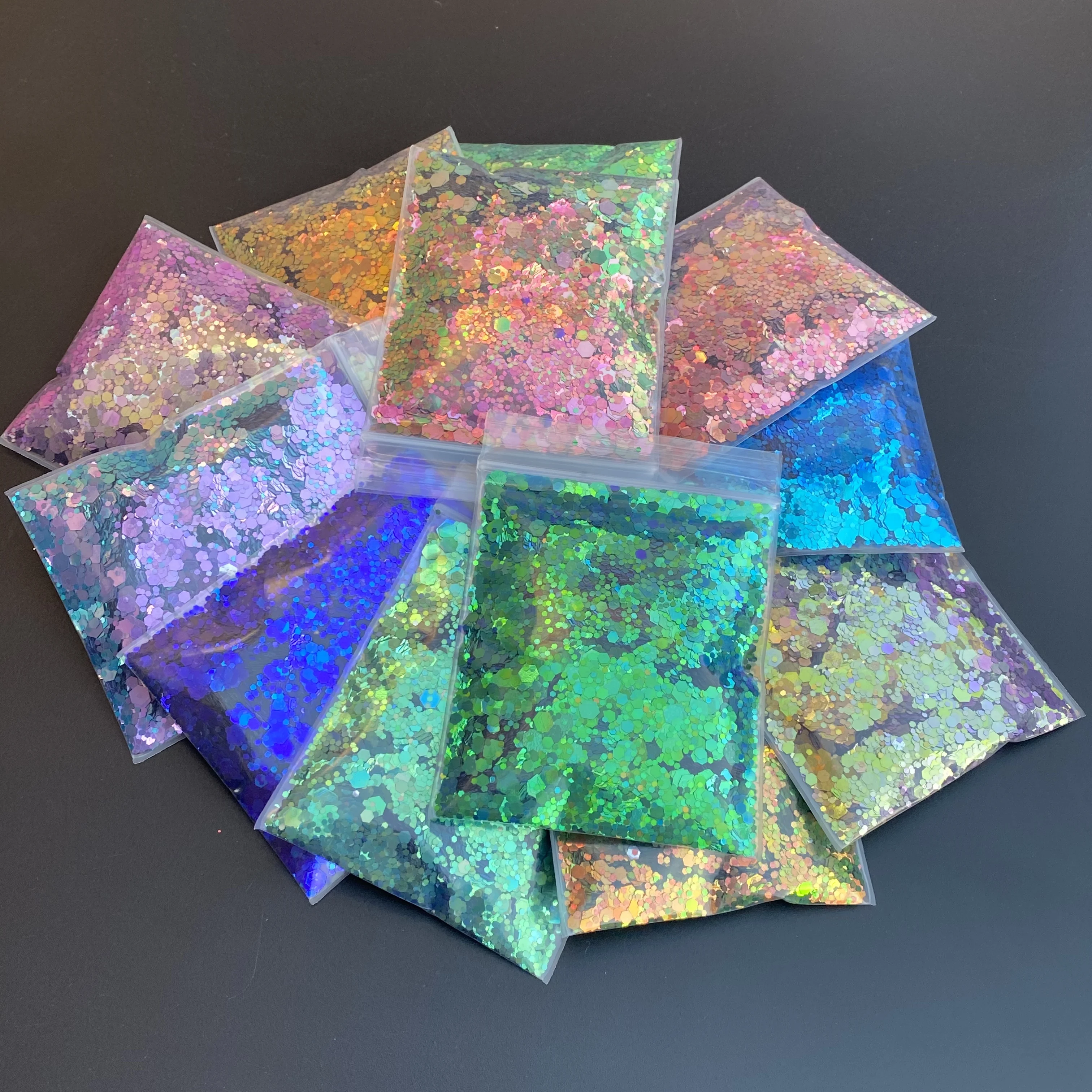 10g/Bag Rainbow Chameleon Nail Sequins Hexagon Holographic Chunky flakes Glitter for Decoration