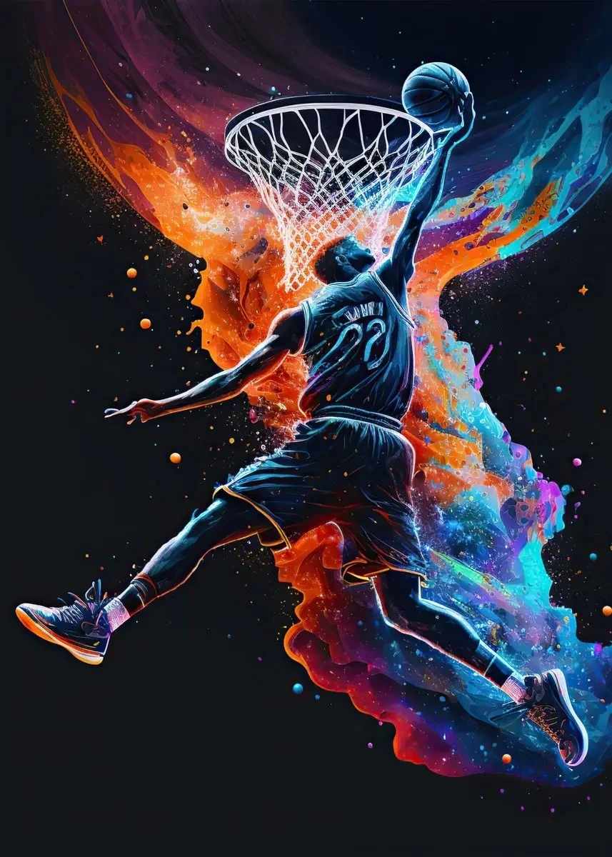 Vibrant Basketball Art Prints on Canvas - Colorful Sports Wall Decor