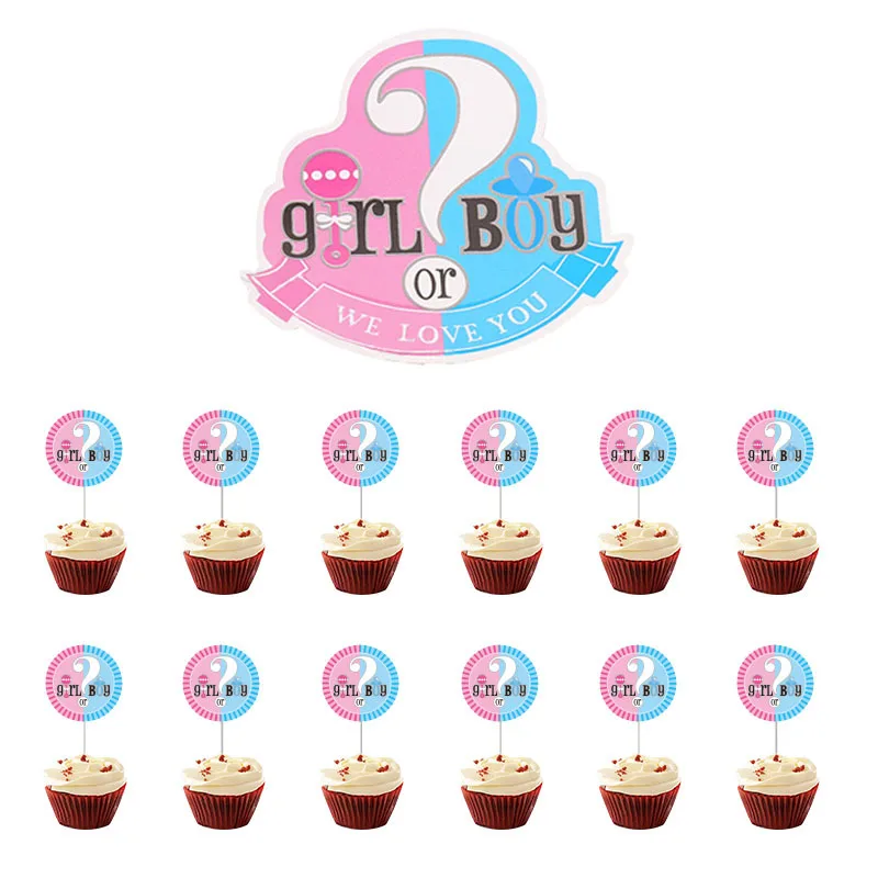 Baby Gender Reveal Cake Insert Flag, Insert Tag, Punto Interrogativo, Decorazione Per Ragazza O Ragazzo
