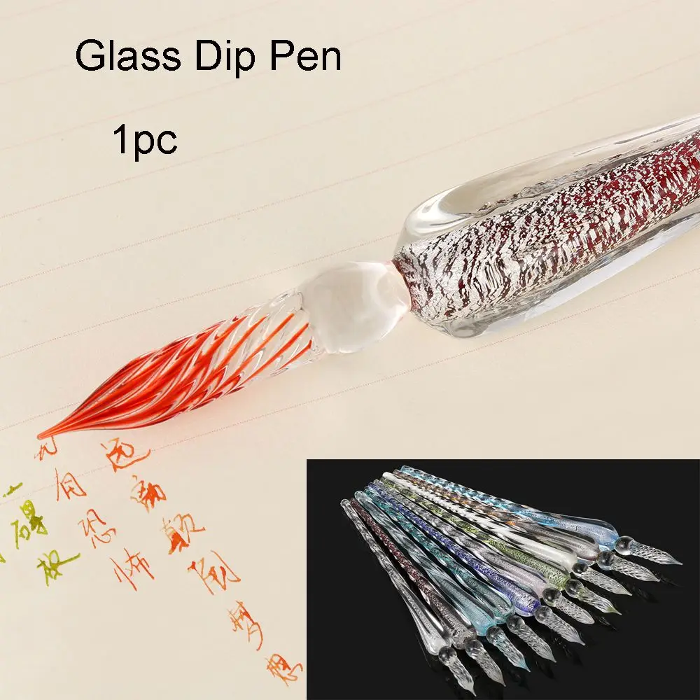 1 Pc 0,7mm Glas Drip Füllung Tinte Brunnen Stift Kristall Federhalter Vintage Handgemachte Tauch DIY Handwerk Unterschrift Stifte Schreiben werkzeuge – Detail 1
