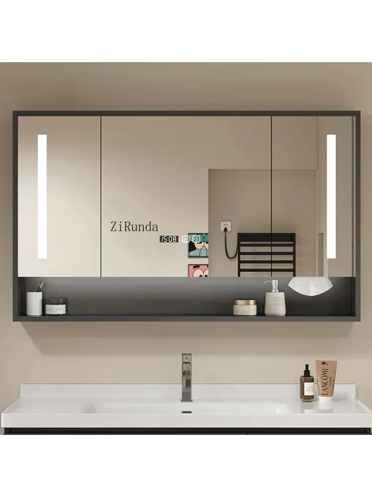 Mirror Cabinet Solid Wood Smart Bathroom Wall Mounted Mirror Cabinet Simple Bathroom Furniture Meuble Evier