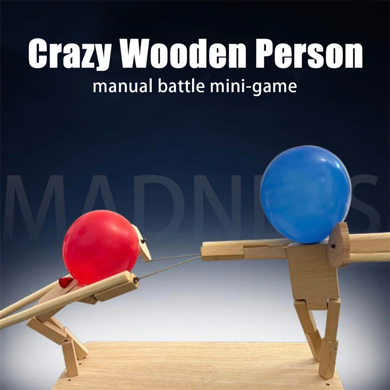 Balloon Bamboo Man Battle Wooden Bots Battle Game Two-Player Fast-Paced  Balloon Battle Game With 100/20 Balloons Gift Toy