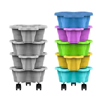 Fioriera Verticale Impilabile a 4/5 Livelli con Ruote, Vaso in Plastica Resistente alle Intemperie, Torre da Giardino per Coltivazione di Verdure e Fragole