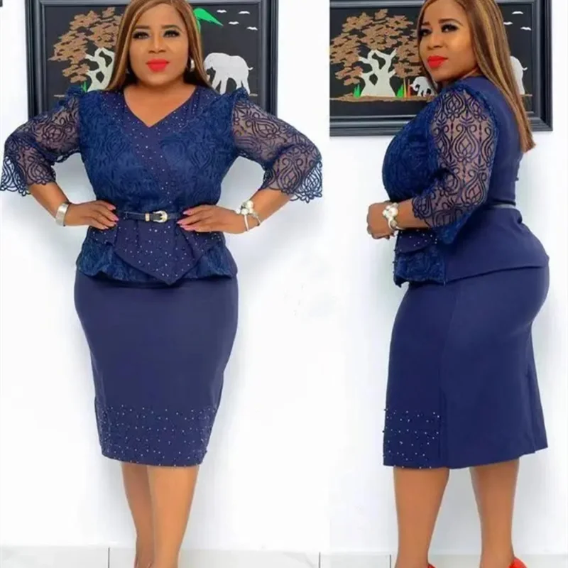 

Elegant African Wedding Dresses for Women Dashiki Ankara Lace Outfits Robe 2023 New Africa Clothing Office Lady Slim Party Dress