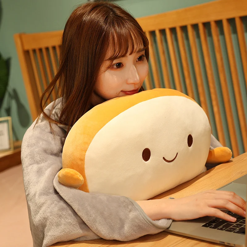 45x40cm Sop Bread Food Plush Pillow Stuffed Emotion Happy Smiling Squishy Seat Cushion Throw Pillow Lumbar Support Man Gift 2