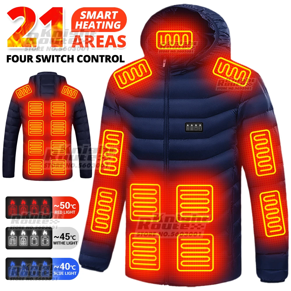 

21 Areas Heated Jacket Electric Winter Men's Women's USB Heating Jacket Heated Vest Moto Warm Coat Ski Hiking Camping Fishing
