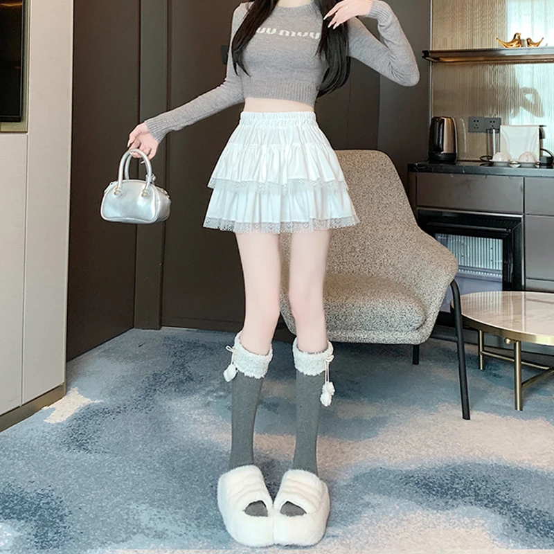 y2k Mini Skirt Women Coquette Clothes Lolita Fairycore High Elastic Tiered Ruffle Skirts Goth Lolita Skirts Streetwear