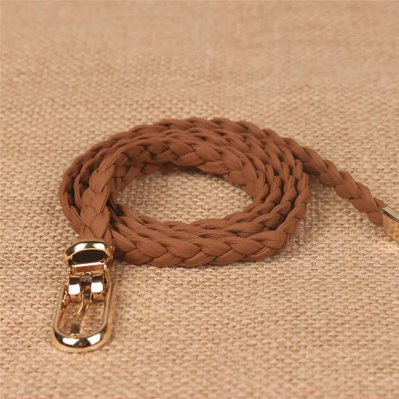 Women's Slim Belt Braided Waist Band Buckle Fashion Accessories Women Straps for Dresses Pants Skirts Cinto Cinturones