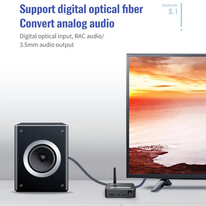 Digital to Analog Audio DAC Converter Adapter, Digital SPDIF Optical Toslink to 3.5mm 3.5 AUX Jack RCA L/R Bluetooth 5.1 Receiver, audio converter adapter