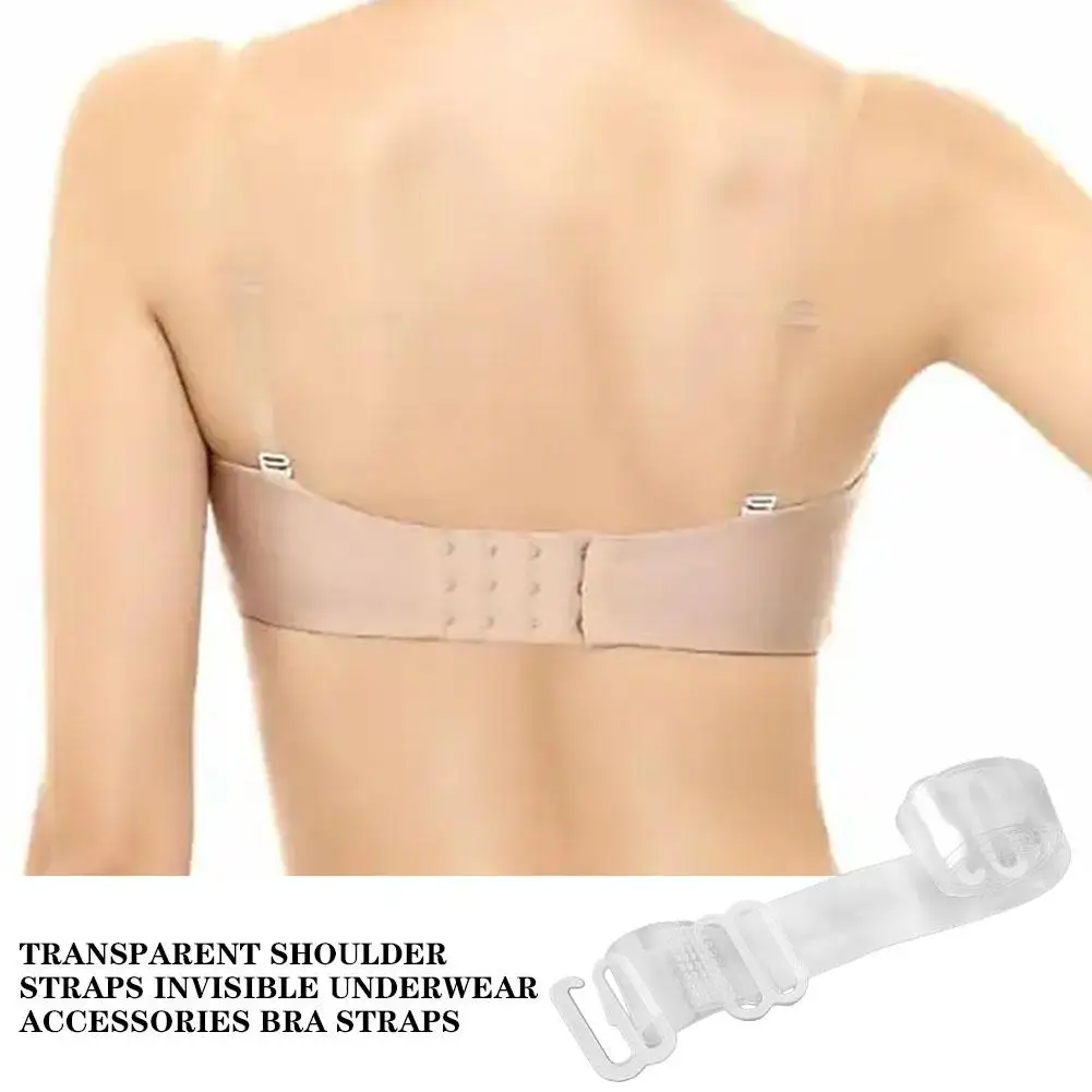 Women Silicone Non Slip Bra Straps 1Pair 2 Pair 1cm Wide Bra Transparent  Clear Shoulder Adjustable Invisible Straps W2K8