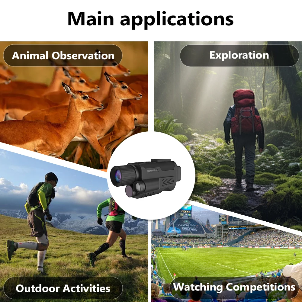 Monocular Night Vision Device 4K UHD Infrared Camera 8X Digital Light Zoom Hunti