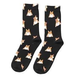Vintage Butt Pattern Men's Socks Corgi Dog Animal Unisex Novelty Pattern Printed Funny Crew Sock Gift