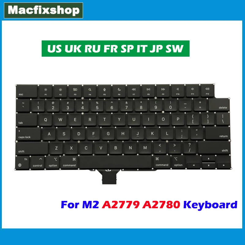Tastiera Per Laptop Per Macbook M2 Pro Max Retina 14 "16" Eu Us Uk Ru Fr Sp It Jp Arabo A2779 A2780 Tastiera 2023 Emc 8102 Emc 8103