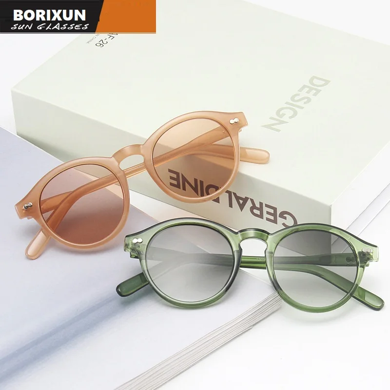 Retro Vintage Round Polarized Sunglasses Men Brand Designer Sun Glasses Women Fishing Black Frame Lens Eyewear Driving_voghion.com