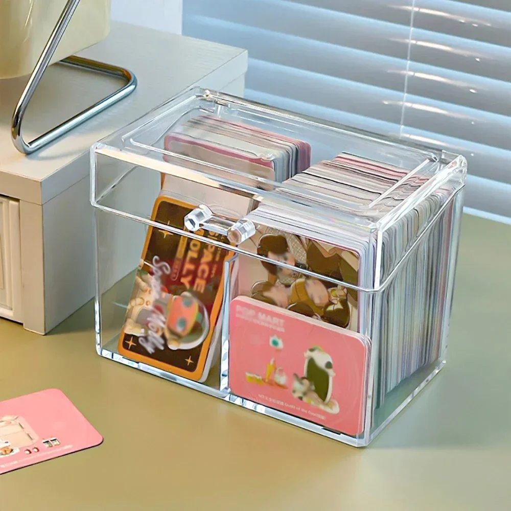 Acrylic Multifunctional Card Storage Box 12x10.5cm Display Card Case Holds 400 Postcards With 2 Compartments For Postcard/Photos 4