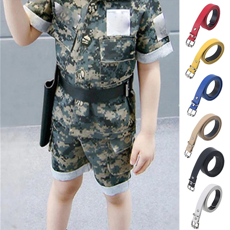 Spring Children Belts Girls Retro Microfiber PU Leather Belts Boys Solid Color Leather Belt Casual Washed