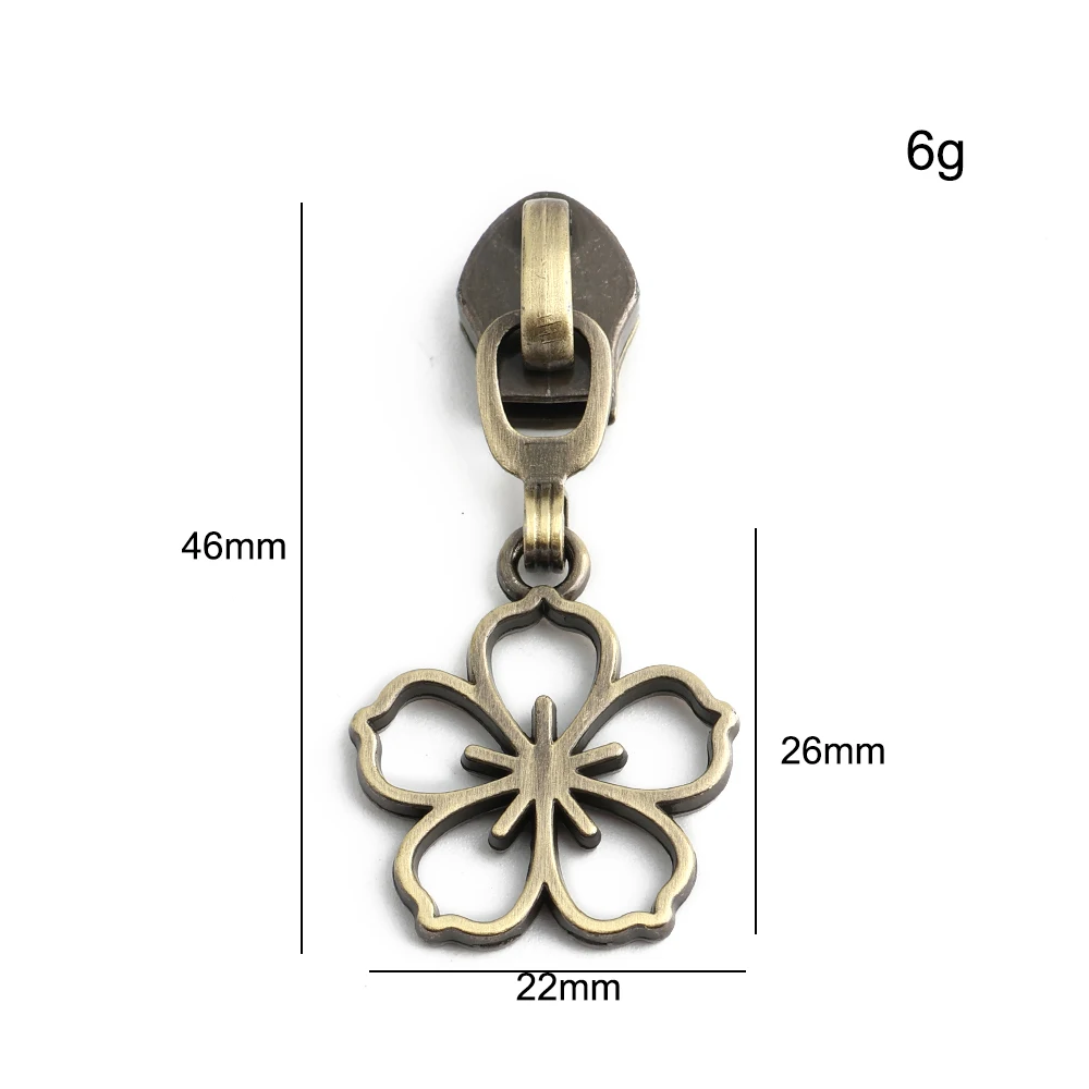 Metal Cherry Blossom Decorative Zipper Slider for Makeup Bags - Replaceable Heads DIY Accessories (5-20pcs)
