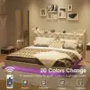 2025 White King Size Floating Bed Frame with LED Lights, Upholstered PU Leather Platform Bed Button Tufted Headboard Storage 6