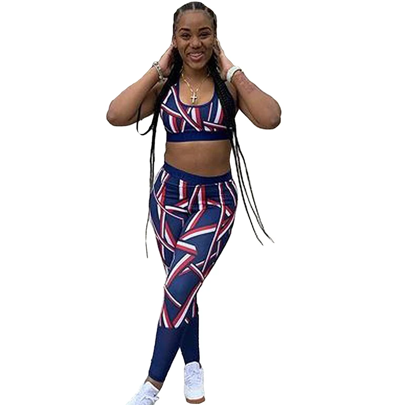 

African 2 Piece Set Clothes Women Tank Crop Top And Pants Africa Clothing Summer New Print Sexy Sporty African Outfits Suit 2023