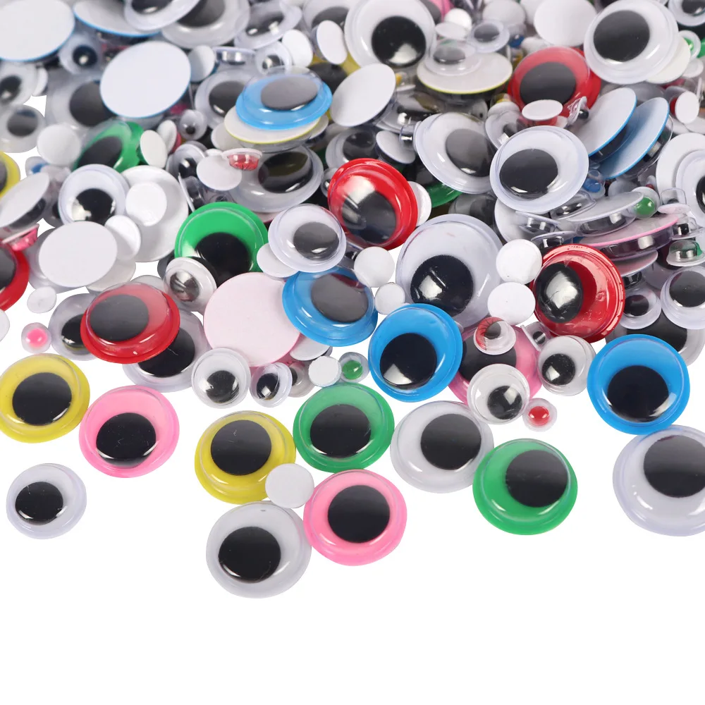 1500pcs Movable Self-Adhesive Eyes Wiggly Googly Animal Eyeball Kindergarten Children DIY Crafts K0882 plastic safety eyes doll eyes googly doll eyes plastic toy eyes swing eyes