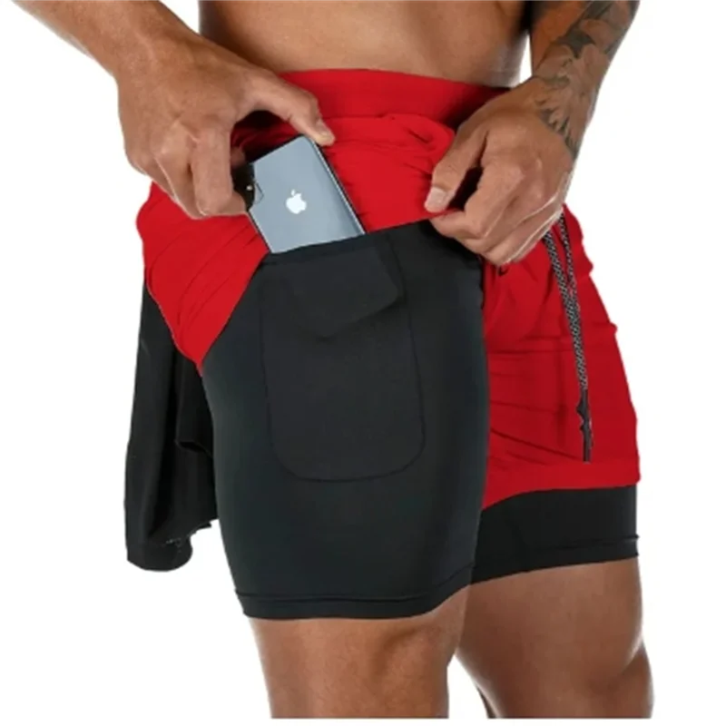 Sports shorts men Mens Swimwear Shorts Gym Running Workout Shorts Beach Board with Liner Pockets Towel Loop