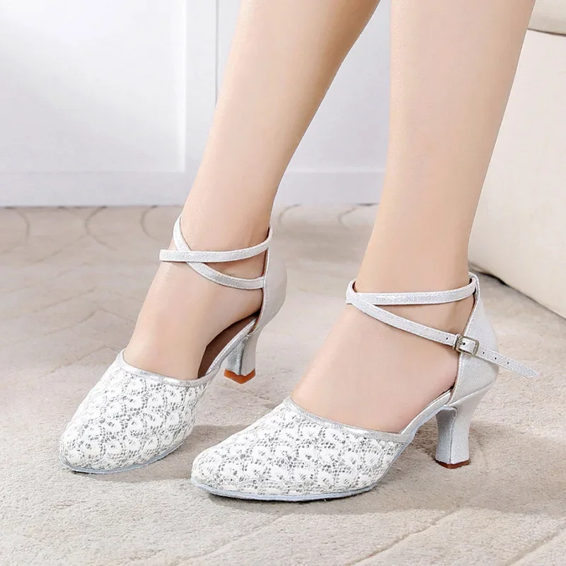 グリッターサルサダンスシューズ女性ラテンダンスシューズ女性サルサ