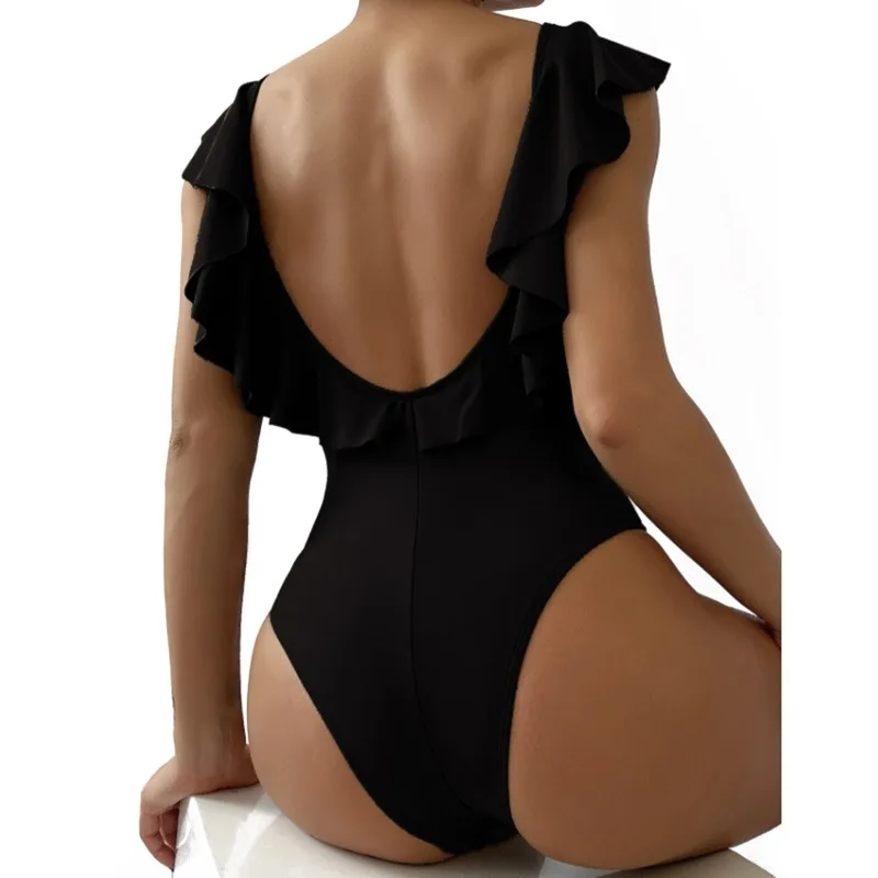 Sexy Ruffle Swimsuit One Piece Swimwear Women 2022 Summer Push Up Bathing Suit Solid Swimming Suit Monokini Beach Wear bikini shorts set