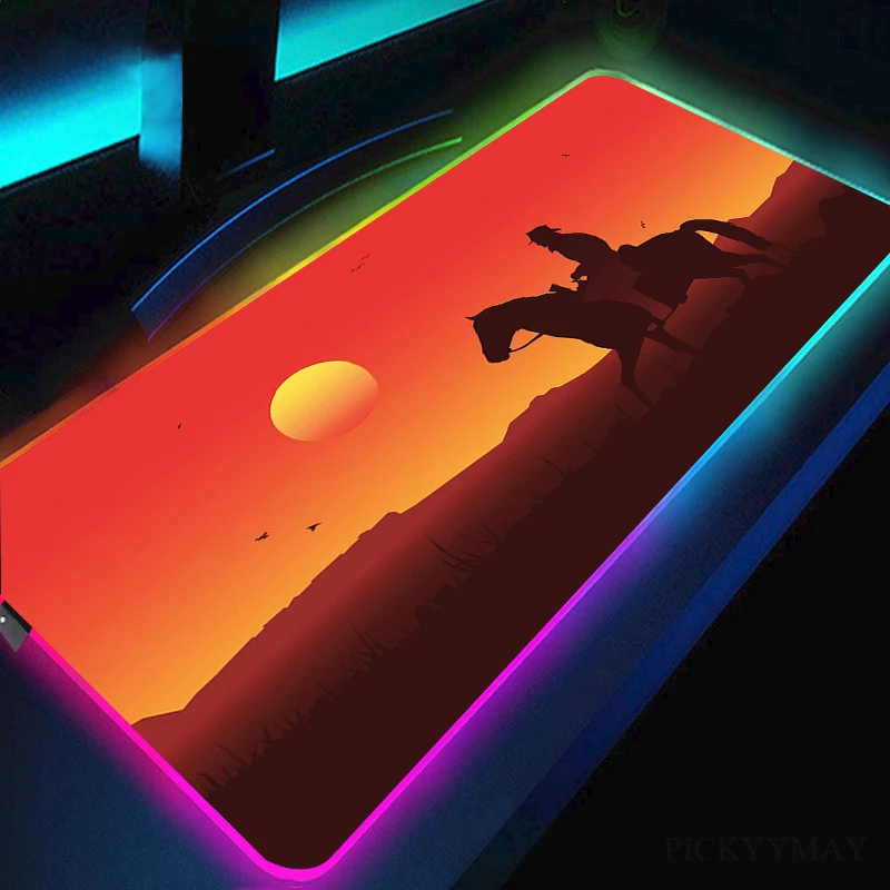 Red Dead Redemption Rgb Mousepad Jogo Grande Rgb Mouse Pad Grande Led Tapete do Mouse Gamer Esteira de Mesa Computador Teclado