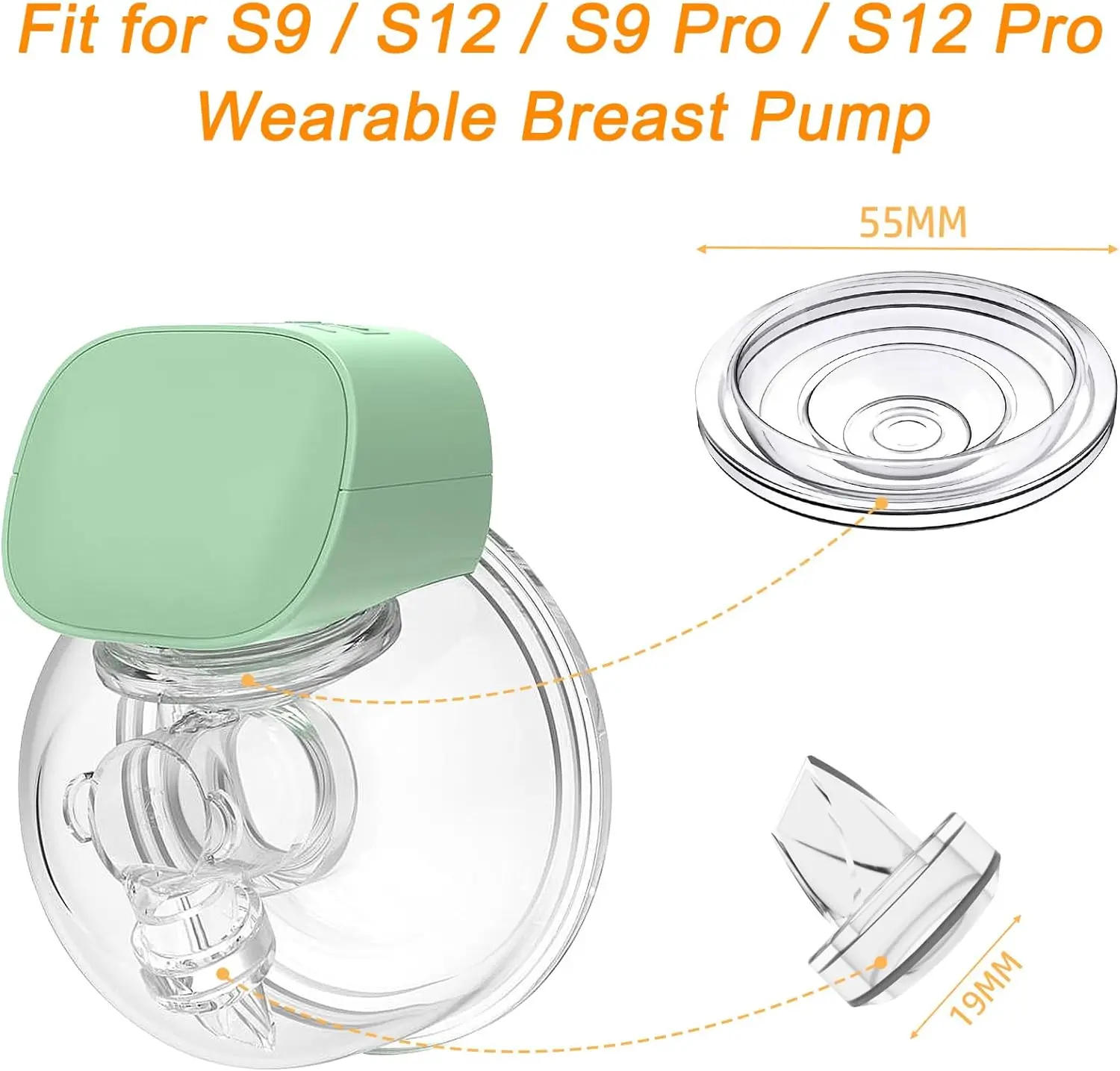 NEW Silicone Duckbill Valve and Silicone Diaphragm, Compatible with S12Pro/S9Pro/S12/S9 Wearable Breastpump Parts Replace 2