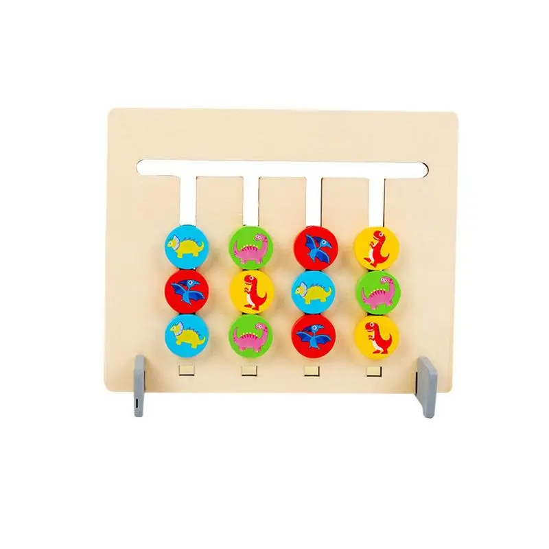 

Sliding Puzzle For Kids Four-Color & Shape Slide Puzzle Board Montessori Learning Toys Logic Game Preschool Educational Wooden