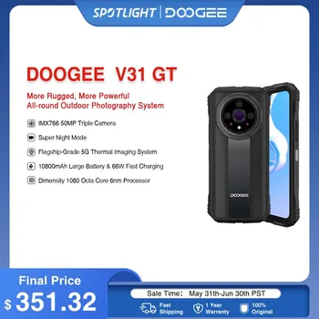 DOOGEE V31GT 견고한 휴대폰, 6.58 인치 FHD 디멘시티 1080 옥타 코어 5G 열화상, 10800mAh 66W 고속 충전 휴대폰, 월드 프리미어