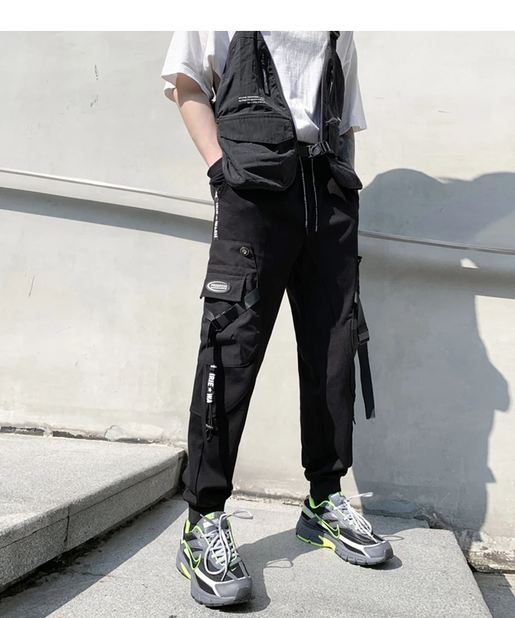 Description Picture 4 of itemMen's Casual Leggings Hip Hop Dark Country Night Show Ribbons 2022 Autumn New Male Streetwear Overalls Cargo Pants