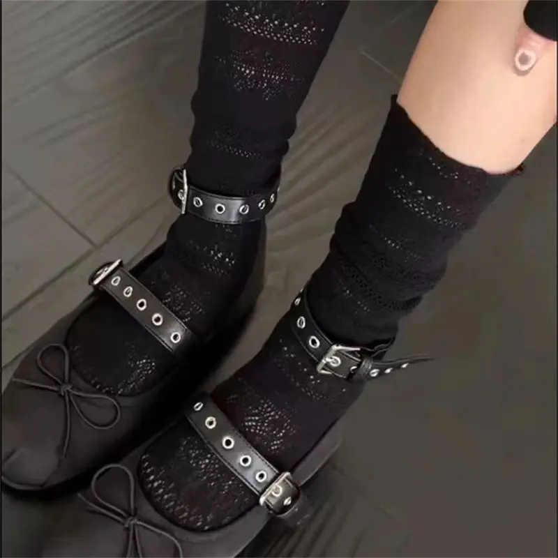 Sweet Mesh Hollowed Out White Pile Socks