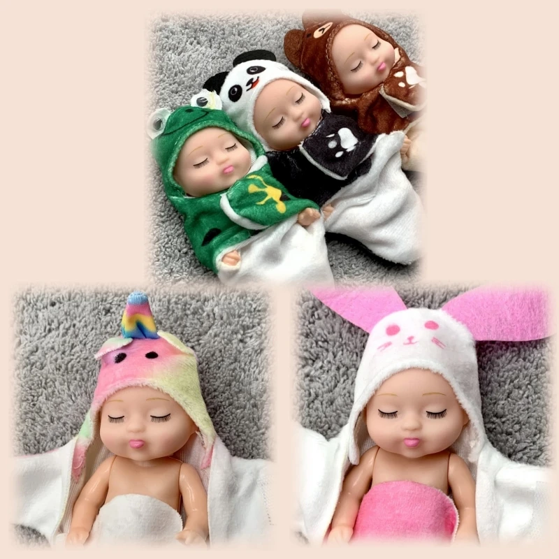 Cute Reborn Doll Mini Sleeping Baby With Clothes Accessories Simulated Animal Series Movable Doll Children's Toy Birthday Gift - 4