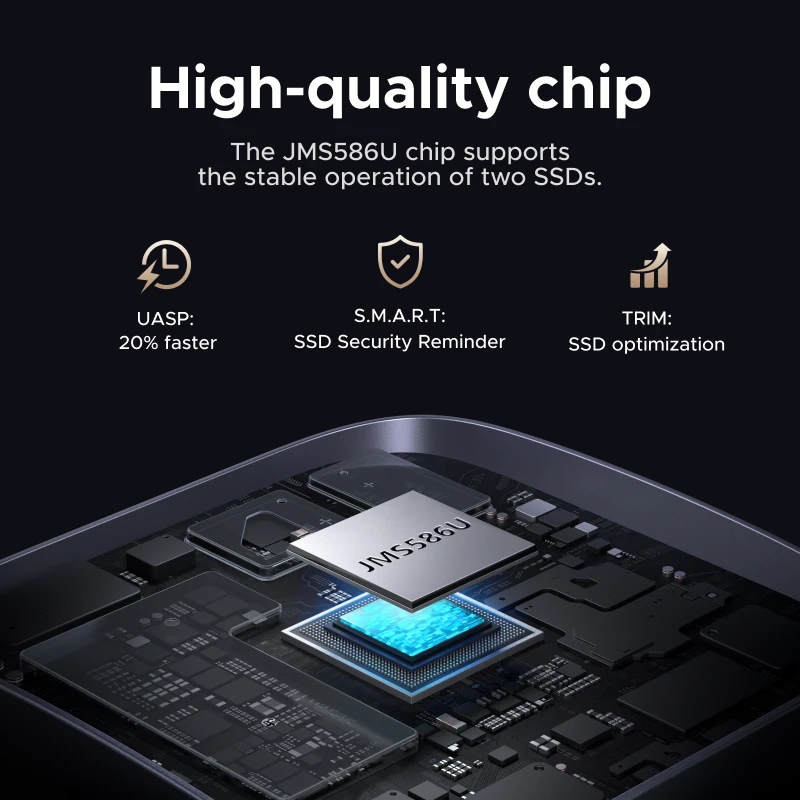 신제품 UGREEN USB 3.2 20Gbps M.2 SSD 도킹 스테이션 듀얼 베이 M.2 NVMe SSD 디스크 케이스 HDD 박스 도크 4TB 저장 지원