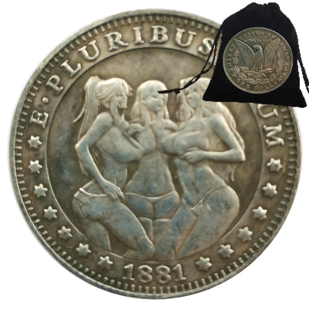 

Luxury Nightclub Girls Love You One-Dollar US Art Coins Funny Couple Coin Fun Pocket Coin Commemorative Lucky Coin+Gift Bag