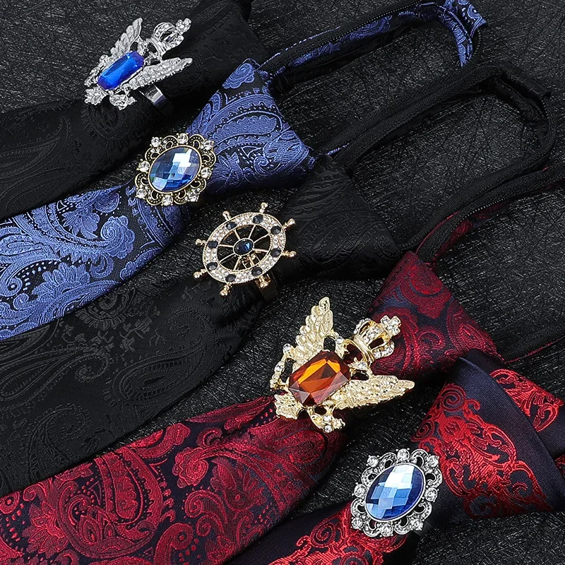 Vintage Knight Business Shirt Tie Buckle Collar Clip Tie Hoop Rudder Eagle Hoop Crystal Rhinestone Jewelry Men Accessories tie clips