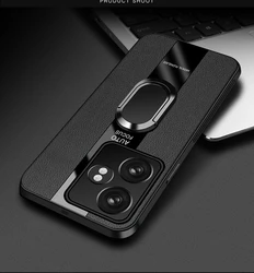 Luxury Leather Stand Magnetic Shockproof Bumper Case for Realme GT Neo 6 (Black)