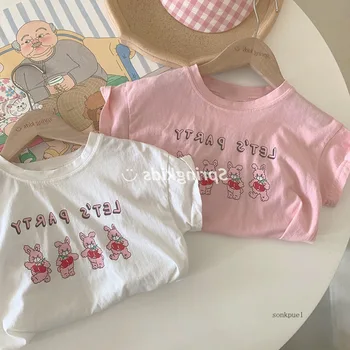 T-shirt a maniche corte per bambini Estate nuova camicia in puro cotone girocollo con fondo ampio Top per abbigliamento sportivo per studenti 1