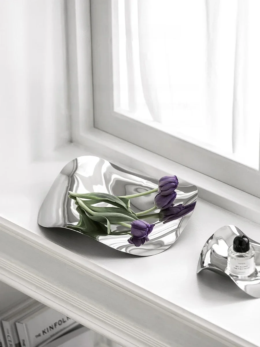 Stainless Steel Dish Serving Bowl Decorative Tray for Fruit Dessert Snack Home Décor Table Decoration Scandinavian Style Gifts 4