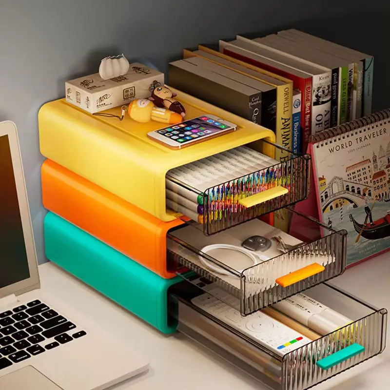 

Cabinet 1*Storage Drawers Desk Organizer Document Sundries Holder Cosmetic Desktop Storage Box Home Office Stationery Stackable