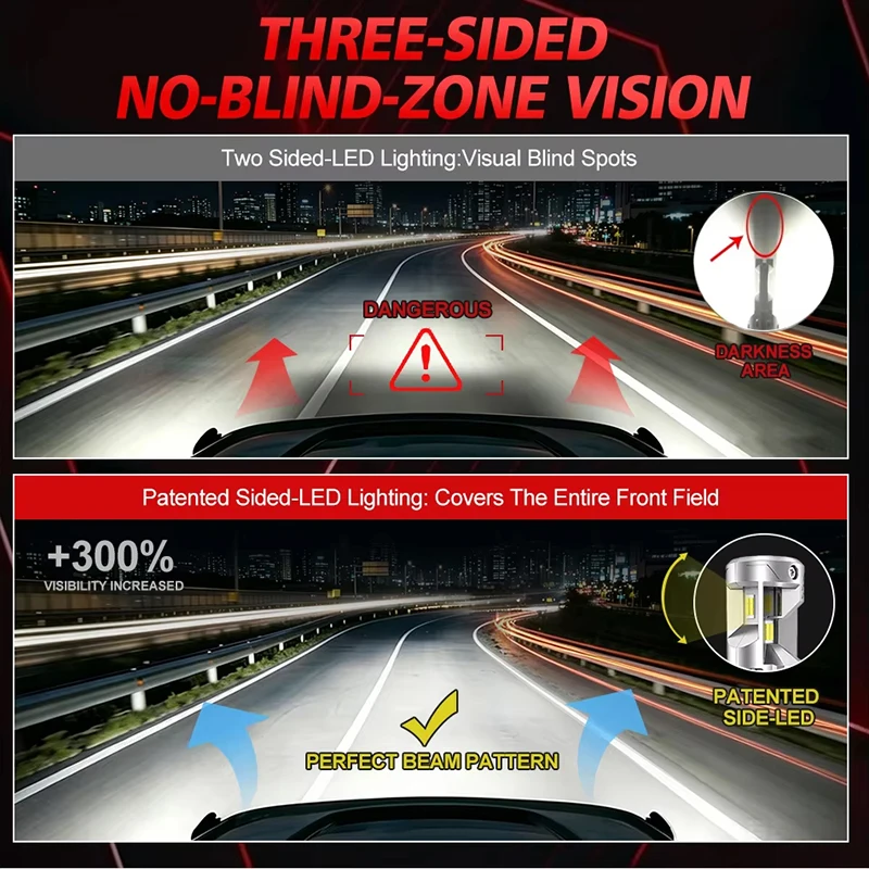 H4 Bi LED 강력 조명 CANBUS 7300W 상/하향등 자동차 헤드라이트 전구 자동차/오토바이 터보 LED 램프 12V 6000K 밝은 안개등