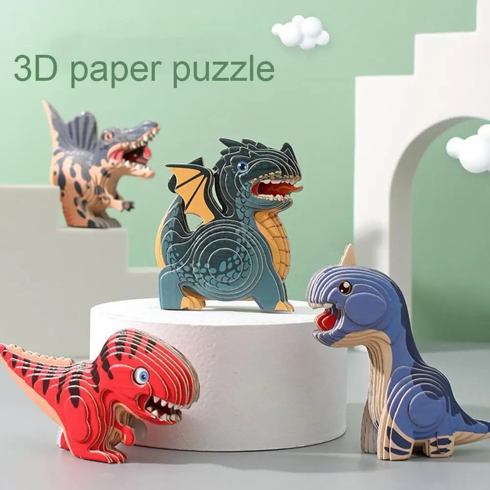 Dinosaur 3D Paper Puzzle For Kids Educational Montessori Toys Funny DIY Manual Assembly Three-dimensional Model Toy For Boy Girl creativity 3d three dimensional note book assembly building model paper carving calendar cultural and creative ornaments gift