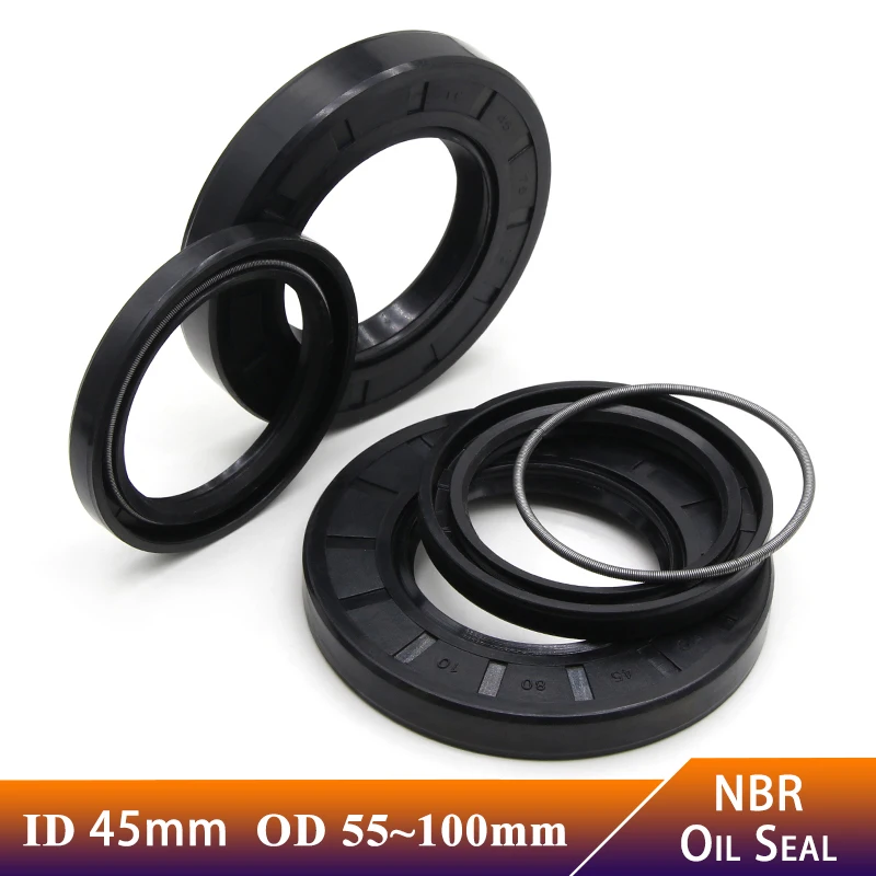 

1pcs ID 45mm NBR Oil Seal TC-45-55/56/58/60/65/68/70/72/75/78/80/82/85/90/100 * 5/7/8/10/12mm Nitrile Rubber Shaft Double Lip