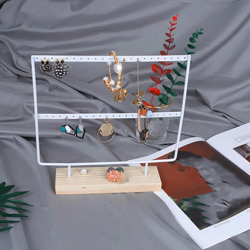 Portable Earring Display Rack DIY Ornament Iron Art Jewelry Storage Model Earrings Necklace Stand |