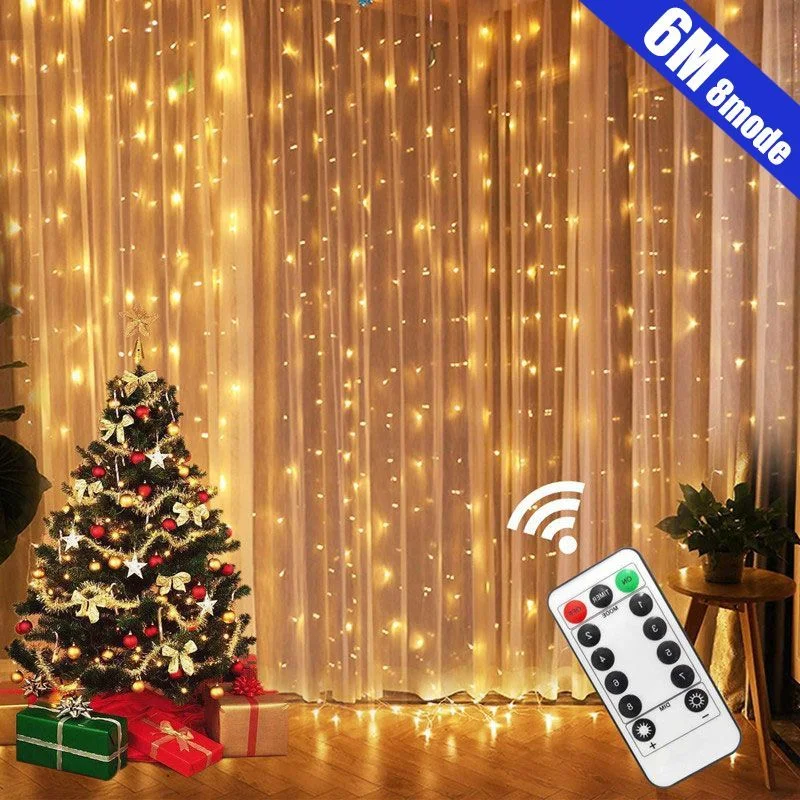 

6/4/3M LED Fairy String Lights Curtain Garland USB Festoon Remote Christmas Decoration New Year Lamp Holiday Wedding Decorative