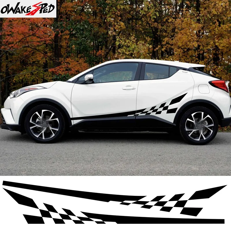 C-HR ピンバッジ 2pcs For Toyota C-HR Racing Flag Sport Stripes Car Sticker