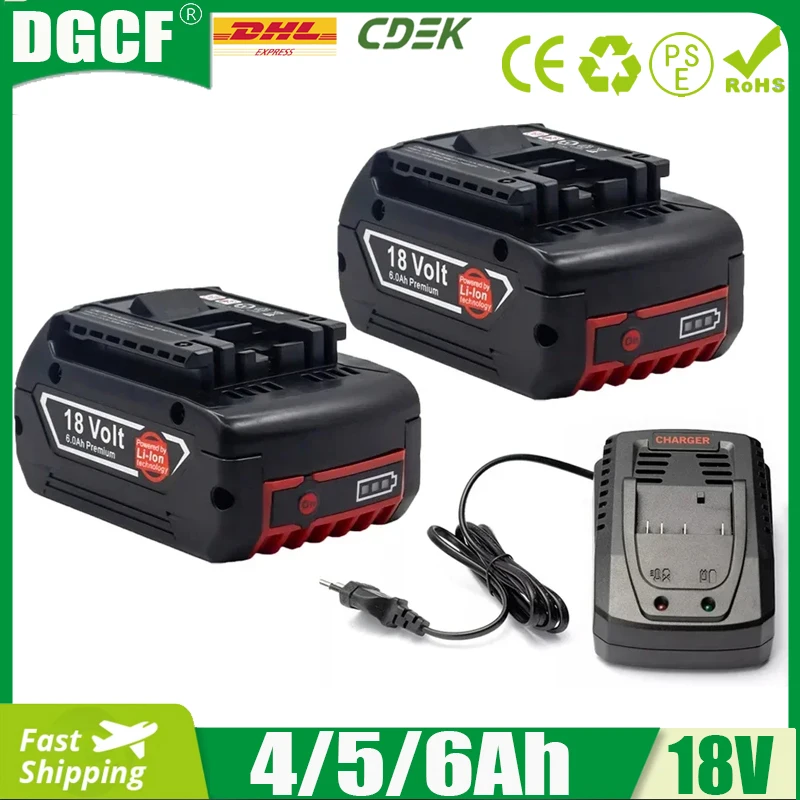 

High-Performance For BOSCH 18V 6.0Ah LITHIUM-ION BATTERY GBA 18v 4.0/5.0 Ah Professional GBA GSR GSB BAT609 Rechargeable Battery