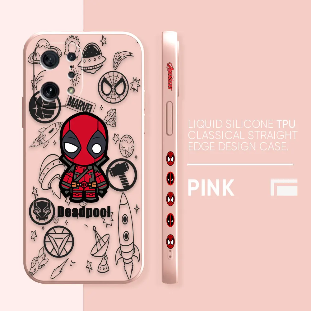thumbnail image 1 of Case For OPPO FIND X6 X3 REALME X7 X50 RENO 2 4Z 4 6 Lite 5Z 5F 4G 5G PRO Liquid Silicone Case Marvel's Spider-Man Deadpool, 1 of 5