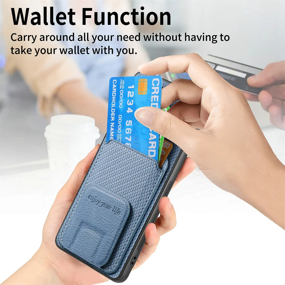Luxury Leather Wallet Case with Card Holder and Magnetic Back Cover